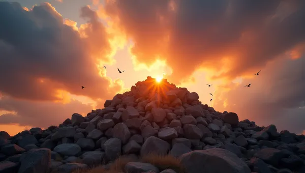 Rugged Rock Pile in Golden Hour Light