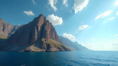 Rugged Rocky Mountain Beside Calm Blue Sea