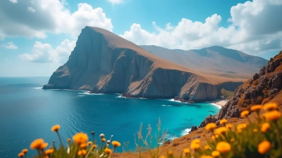 Rugged Rocky Mountain Beside Clear Blue Sea