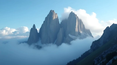 Rugged Stone Mountains Beneath Misty Clouds