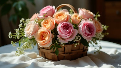 Rustic Basket With Vibrant Roses And Peonies