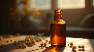 Rustic Brown Glass Bottle On Wooden Table