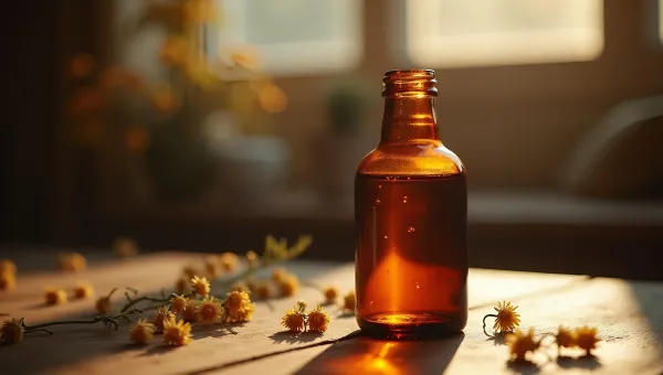 Rustic Brown Glass Bottle On Wooden Table