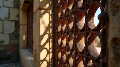 Rustic Brown Metal Window Grill Close-Up