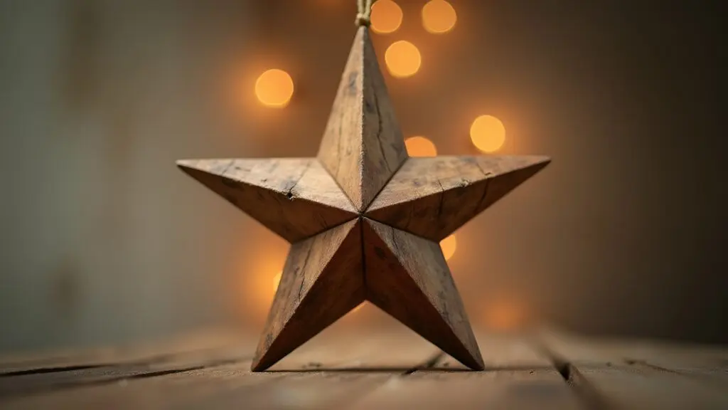 Rustic Brown Star Ornament Close-Up