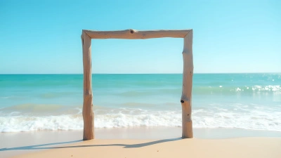 Rustic Brown Wooden Frame On Sandy Seashore