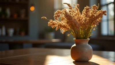 Rustic Ceramic Vase With Brown Flowers