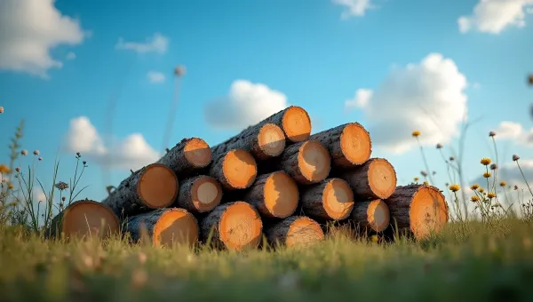 Rustic Tree Logs Neatly Stacked Outdoors
