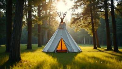 Rustic White Brown Teepee Tent In Forest Clearing