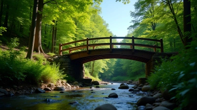 Rustic Wooden Bridge Over Forest Stream