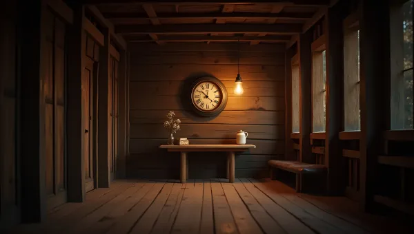 Rustic Wooden Wall With Classic Clock