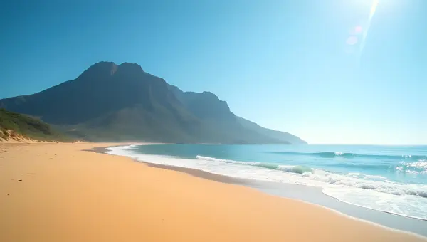 Sandy Beach With Majestic Mountain View