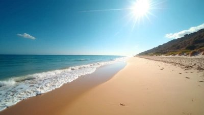 Sandy Seashore With Gentle Waves And Clear Blue Sky
