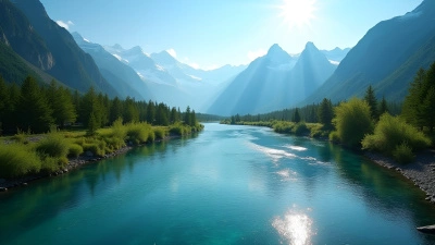 Scenic River Flowing Calmly Amid Mountain Peaks