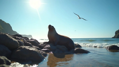 Sea Lion Resting on Rocky Shoreline in Sunlight