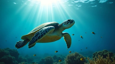 Sea Turtle Swimming Underwater Near Coral Reefs
