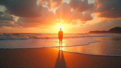Serene Beach At Golden Hour With Lone Individual