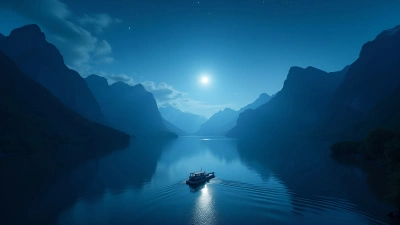 Serene Boat on Calm Lake at Night