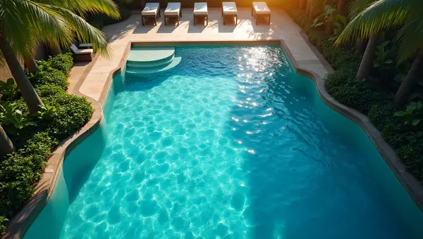 Serene Crystal Clear Swimming Pool Under Sunlight