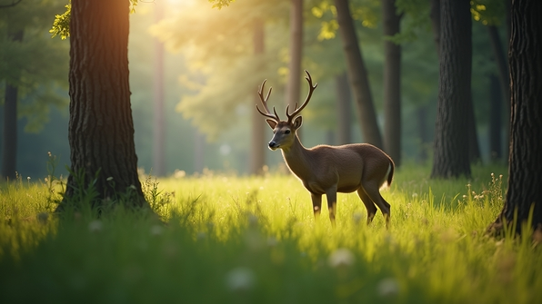 Serene Deer Standing in Lush Green Grass