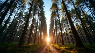 Serene Forest Scene With Tall Brown Trees
