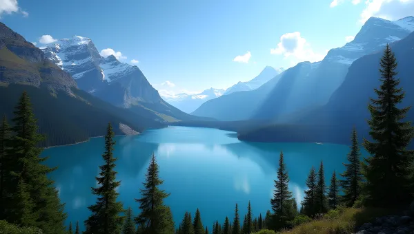 Serene Lake Amid Snow-Capped Mountains