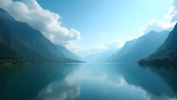 Serene Lake Among Lush Green Mountains