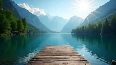 Serene Lake Among Lush Green Trees And Mountains