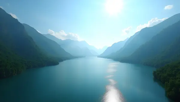 Serene Lake With Green Trees And Mountains