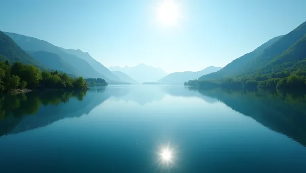 Serene Lake Reflecting Clear Blue Sky