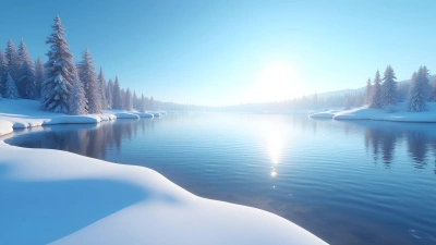 Serene Lake With Snowy Banks And Clear Blue Sky