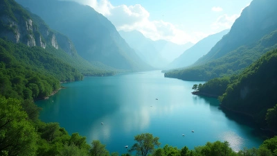 Serene Lake Surrounded by Lush Greenery Aerial View