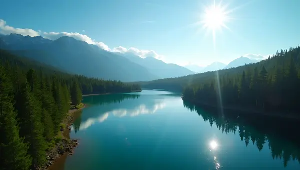 Serene Lake Surrounded by Pine Forest