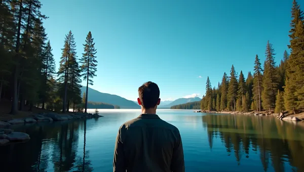 Serene Lake View With Contemplative Man