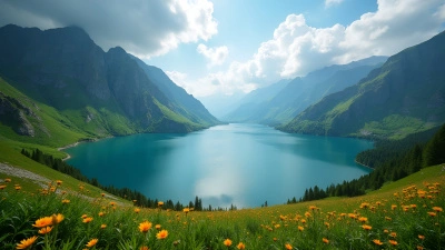 Serene Mountain Lake With Lush Green Peaks