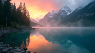 Serene Mountain Lake Sunrise With Reflections