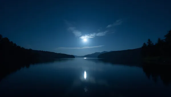 Serene Nighttime Lake With Moonlight Reflection