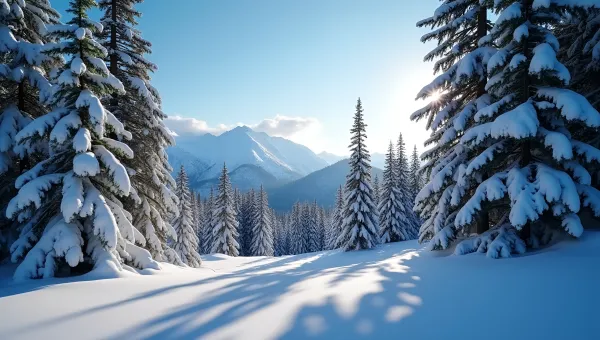 Serene Pine Forest Covered In Snow