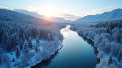 Serene River Flowing Through Snow-Covered Forest