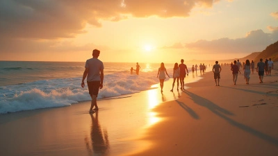Serene Seashore Group Enjoying Golden Hour