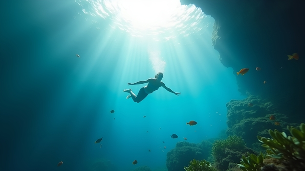 Serene Underwater Scene With Graceful Swimming