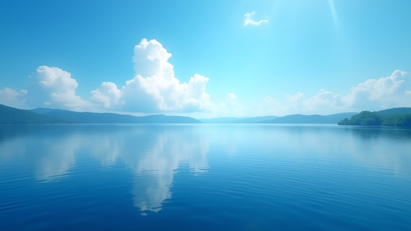 Serene Water Surface Reflecting Blue Sky