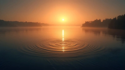Serene Water Surface Reflecting Golden Sunlight