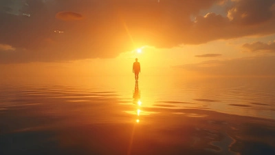 Serene Water Surface With Solitary Figure At Sunset