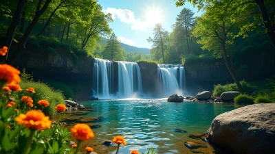 Serene Waterfall Cascading Into Clear Pool