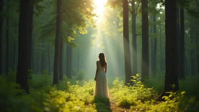 Serene Woman Standing in Lush Forest