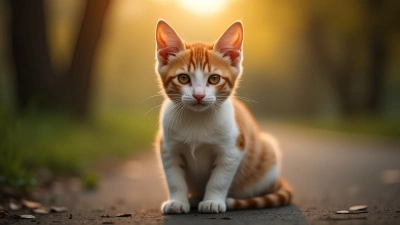 Short-Coated Orange White Cat Close-Up
