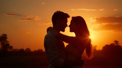 Silhouette Embracing Couple at Sunset