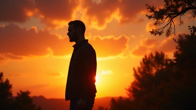Silhouette Of Man Against Vibrant Sunset