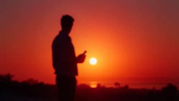 Silhouette Person Holding Object At Sunset